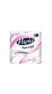 Бумага туалетная Papia Pure&Sof 5слоев 4 рулона