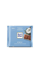 Шоколад Ritter Sport молочный с начинкой из кокоса и молочного крема 100г