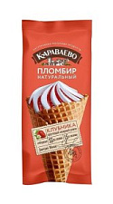 Мороженое пломбир Караваево с клубничным наполнителем в рожке 15% 100г
