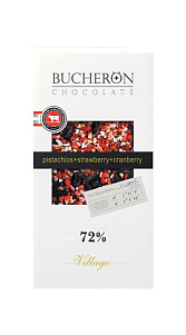 Шоколад Bucheron горький фисташки+клубника+клюква 100г