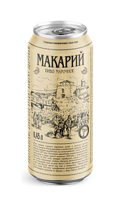 Пиво Макарий светлое фильтр, пастер 4,5%  0,45л