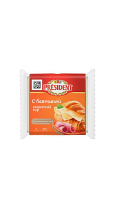 Сыр плавленый President с ветчиной ломтевой 150г