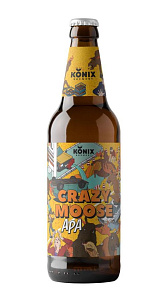 Пиво Crazy Moose АРА, светлое нефильтрованное осветленное пастеризованное 5,5% 0,45л.