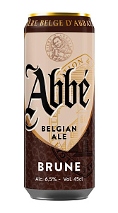 Пивной напиток Abbe Brune темный пастеризованный 6.5% 450мл