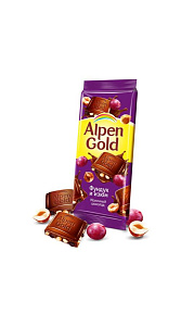 Шоколад Alpen Gold Фундук и изюм 85г