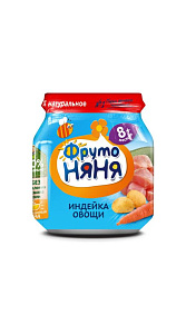Пюре ФрутоНяня Индейка Овощи 8мес+ 100г
