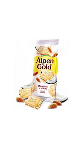 Шоколад Alpen Gold Белый с миндалем и кокосовой стружкой 85г
