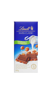 Шоколад Lindt Swiss молочный с цельным фундуком 100г