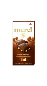 Шоколад темный Mersi с цельным лесным орехом 100г