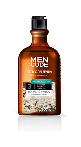 Гель для душа Men Code Anti-Pollution с экстрактами женьшеня и морской соли 300мл