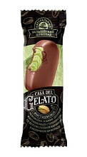 Мороженое Casa del Gelato Фисташковое эскимо пломбир с топпингом из соленой карамели 70г