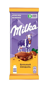 Шоколад молочный Milka Цельный миндаль 80г