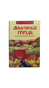 Вино Монастырская гроздь, красное полусдадкое, 10,0-12,0% 1л.