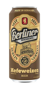 Пиво Berliner Geschichte, Hefeweizen тёмное нефильтрованное 5,2% 0,5л.