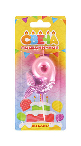 Свеча для торта Миленд Русалка, розовая. Цифра 9 C-7247 г