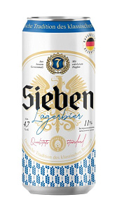 Пиво Sieben светлое фильтрованное пастеризованное 4,7% 0,45л