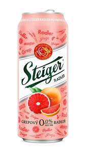 Пивной напиток Steiger Radler Розовый грейпфрут безалкогольный фильтрованный светлый 0.0% 0.5л