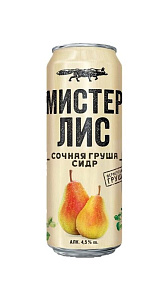 Сидр Мистер Лис Сочная груша газированный 4.5% 430мл