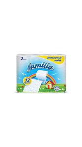 Туалетная бумага Familia Plus Эконом белая 2 слоя 12 рулонов