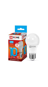 Лампа In Home светодиодная A60 10W 230V Е27 4000К белый свет