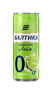 Пивной напиток Балтика №0 Лайм нефильтрованный 330мл