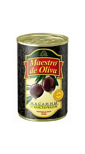 Маслины Maestro De Oliva с косточкой 280г