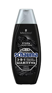 Шампунь Schauma 3в1 Men Уголь и белая глина 400мл 