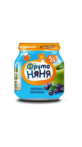 Пюре ФрутоНяня Яблоко Черника 5мес+ 100г