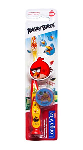 Зубная щетка Longa Vita Angry Birds детская с присоской и защитным колпачком 26г