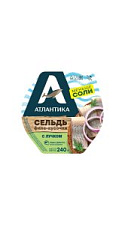 Сельдь Атлантика филе-кусочки в масле с лучком 240г