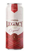 Пиво United Legacy, Original светлое фильтрованное 4,3% 0,43л