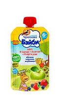 Пюре фруктовое Черноголовка бейби Оранжевая корова яблоко черника клубника +6мес 85г