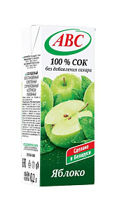 Сок АВС Яблоко 100% 200мл