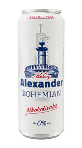 Пиво Alexander Bohemian светлое нефильтрованное безалкогольное 0% 568мл