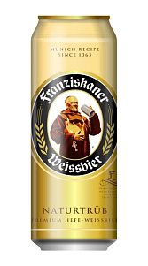 Пиво Franziskaner Weizen Hell светлое нефильтрованное 5.0% 450мл