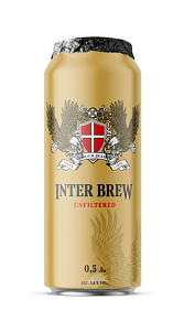Пиво Inter Brew светлое нефильтрованное 5.4% 0.5л