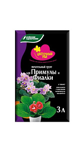 Грунт питательный Буйские удобрения Цветочный рай для Примулы и Фиалки 3л 