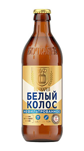 Пивной напиток Бочкарев Белый Колос, нефильтрованное светлое пастеризованное, 4,5% 0,43л.