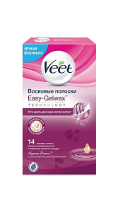 Полоски восковые Veet для депиляции с экстрактом бархатной розы 14шт