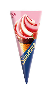 Мороженое сливочное Sunreme Клубника-Сливки в рожке 73г
