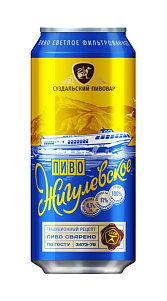 Пиво Суздальский пивовар Жигулёвское ГОСТ светлое, фильтрованное 4,7% 0,43л